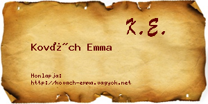 Kovách Emma névjegykártya